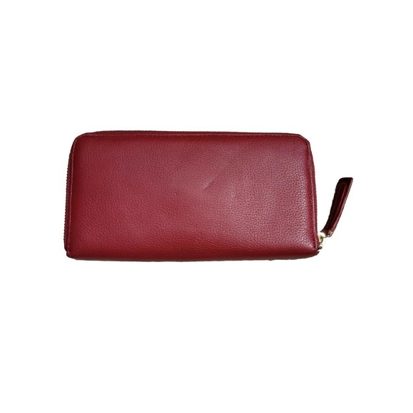 KENNETH COLE Leather Ziparound Wallet Red Leopard Lining - Picture 2 of 6